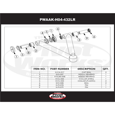 A-Arms Rebuild kit lower rearward ad. Honda TRX 700XX 2008-2009