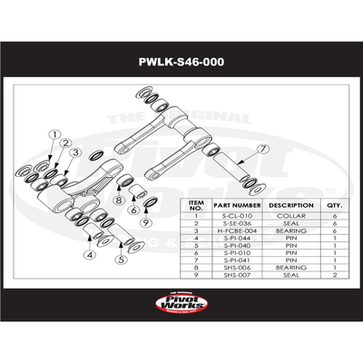Linkage Rebuild Kit ad. Suzuki RM 125 05-07-250 05-09/RMZ 250 07-09-450 05-09